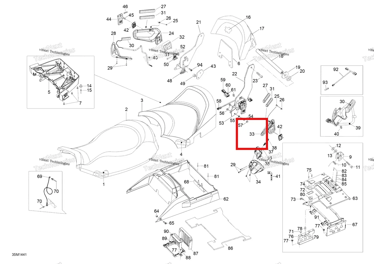 Деталь 510004947 (Деталь Lh Handle) на схеме узла 2014 Ski-Doo EXPEDITION LE 1200 XU Seat