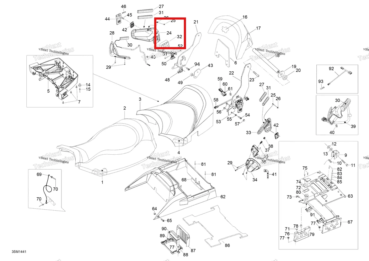 Деталь 510004948 (Деталь Rh Handle) на схеме узла 2014 Ski-Doo EXPEDITION LE 1200 XU Seat