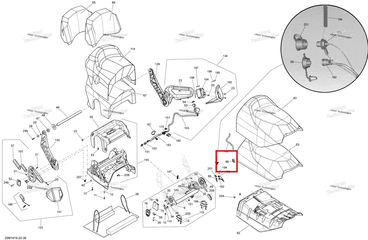 Деталь 510004971 на схеме узла 2014 Ski-Doo GRAND TOURING LE 12004TEC XR Seat