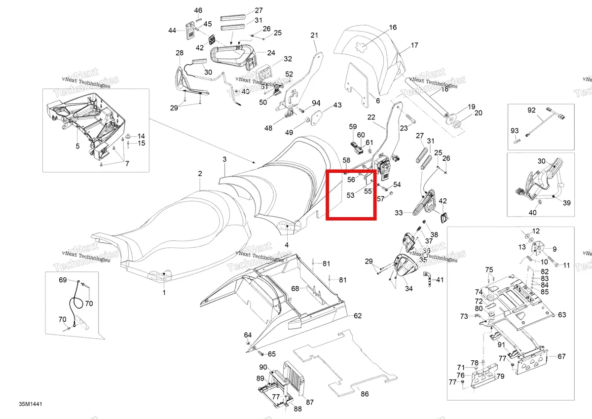 Деталь 510004995 (Крышка) на схеме узла 2014 Ski-Doo EXPEDITION LE 1200 XU Seat