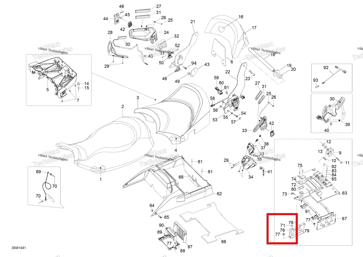 Деталь 510004998 (Деталь Loking Plate) на схеме узла 2014 Ski-Doo EXPEDITION LE 1200 XU Seat