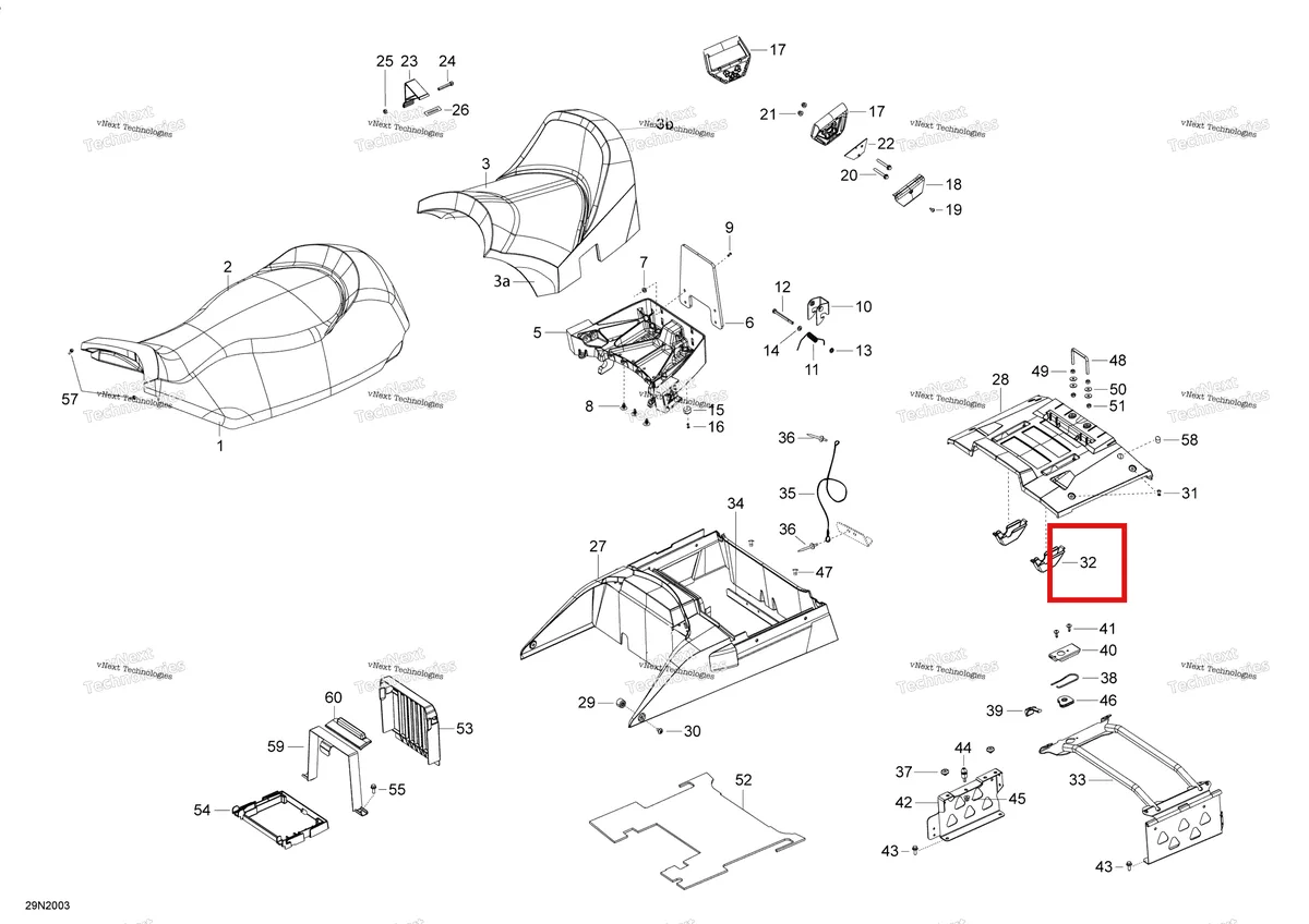Деталь 510004999 (Крышка) на схеме узла 2020 Ski-Doo SKANDIC WT 550F Seat - Main Section