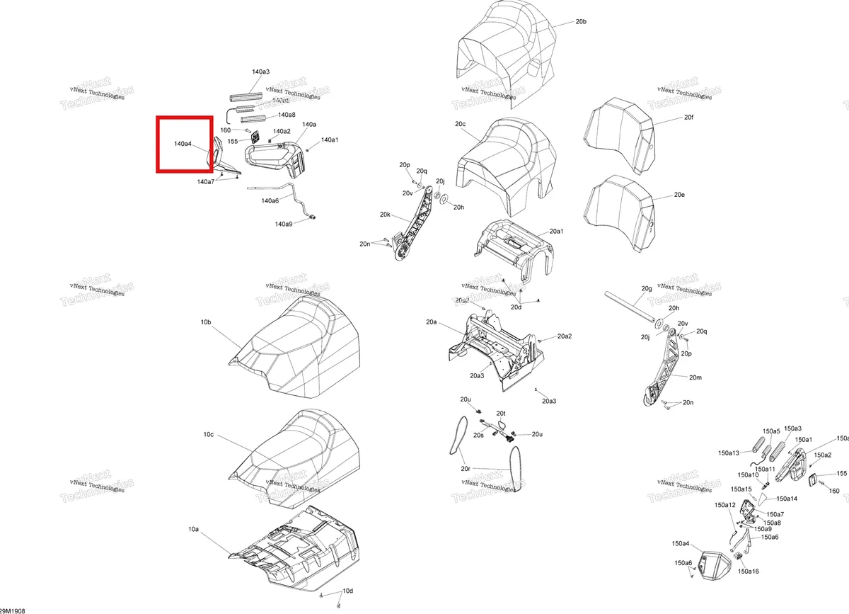 Деталь 510005009 на схеме узла 2019 Ski-Doo GRAND TOURING 600 ACE Seat