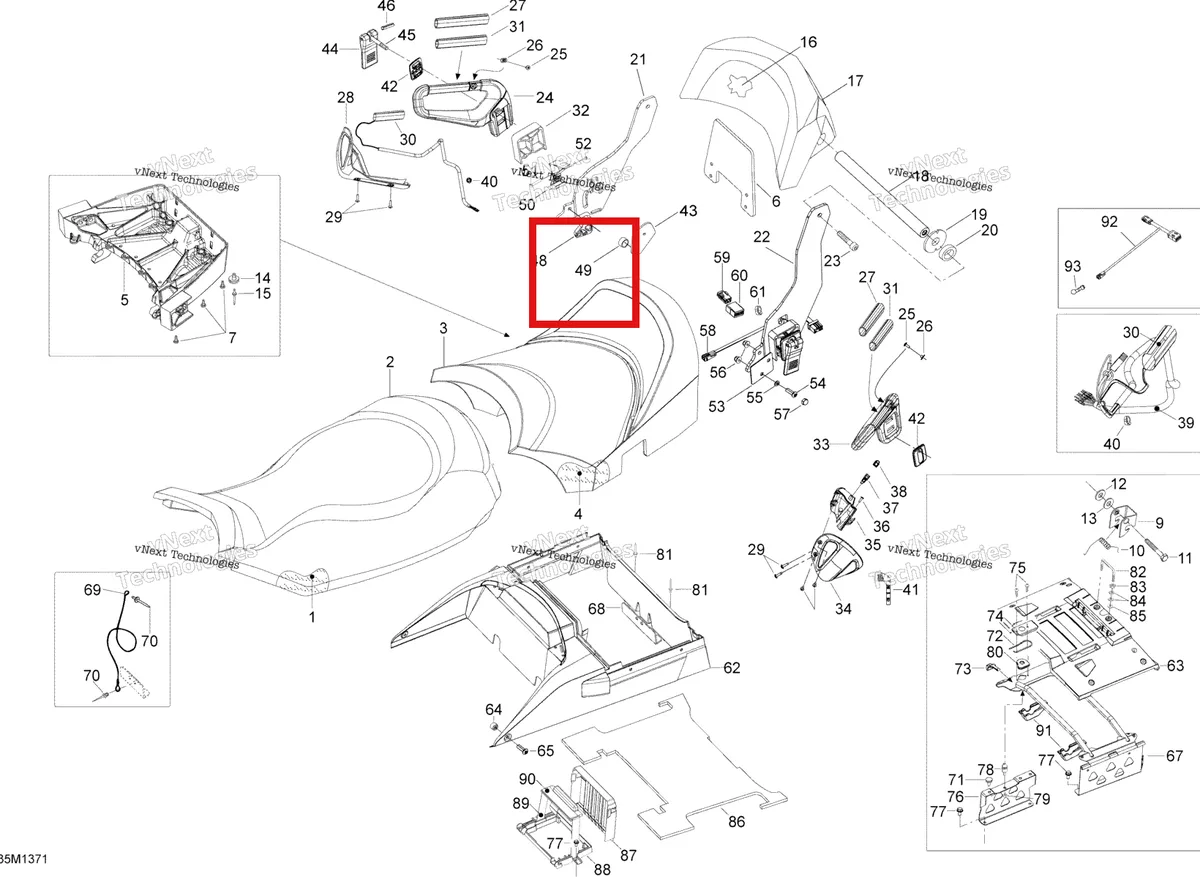 Деталь 510005042 (Гильца) на схеме узла 2013 Ski-Doo EXPEDITION LE 1200 XU Seat