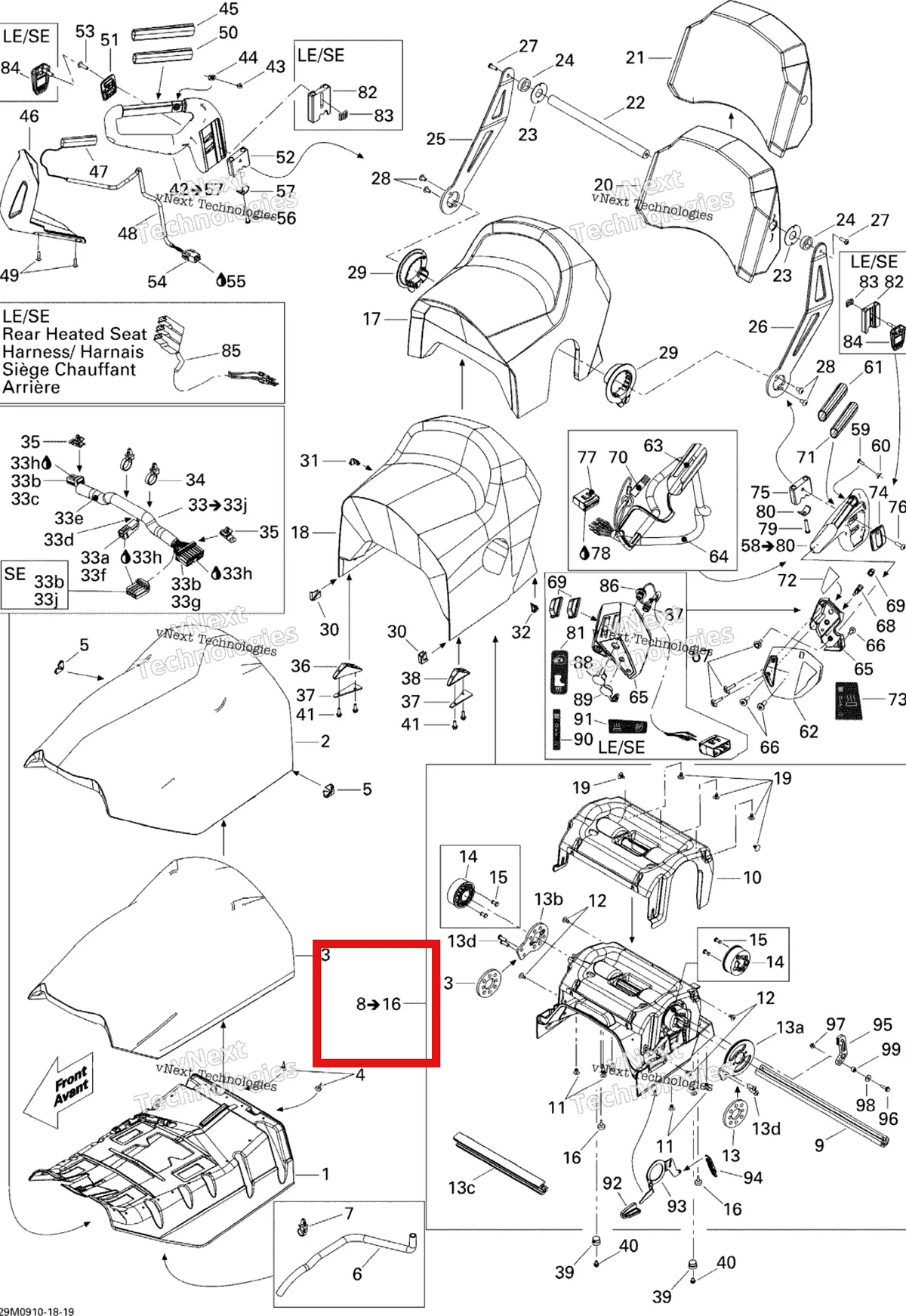Деталь 510005060 на схеме узла 2009 Ski-Doo GTX Sport 500SS Seat