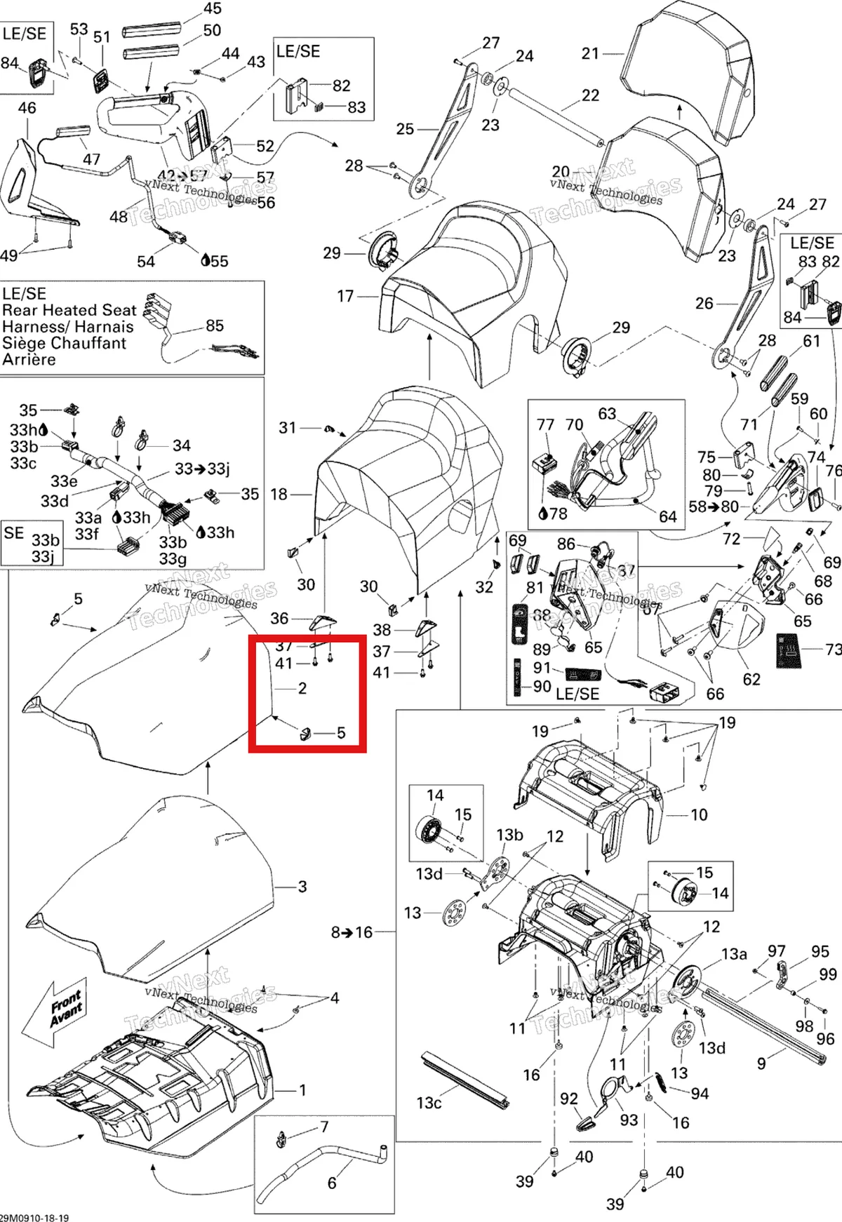 Деталь 510005064 на схеме узла 2009 Ski-Doo GTX Sport 500SS Seat