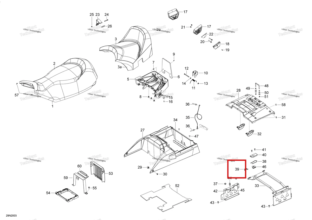 Деталь 510005072 (Деталь Puller) на схеме узла 2020 Ski-Doo SKANDIC WT 550F Seat - Main Section