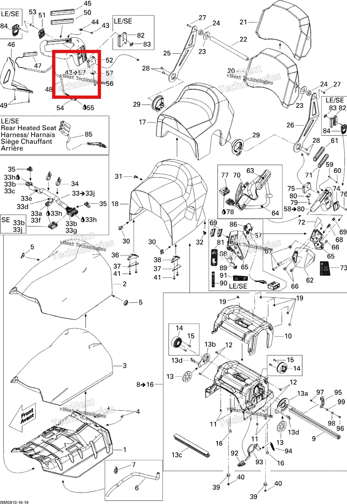 Деталь 510005092 на схеме узла 2009 Ski-Doo GTX Sport 500SS Seat