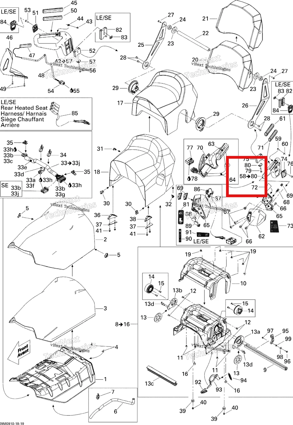 Деталь 510005093 на схеме узла 2009 Ski-Doo GTX Sport 500SS Seat