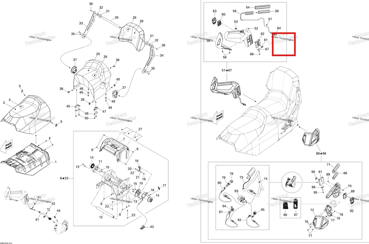 Деталь 510005101 на схеме узла 2012 Ski-Doo Grand Touring LE & SE 1200 XR Seat Le