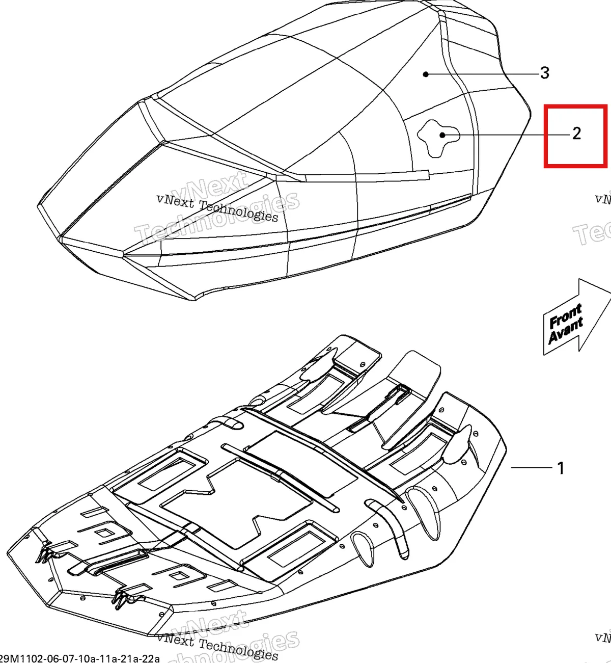 Деталь 510005106 на схеме узла 2011 Ski-Doo MX Z X 600HO ETEC Seat