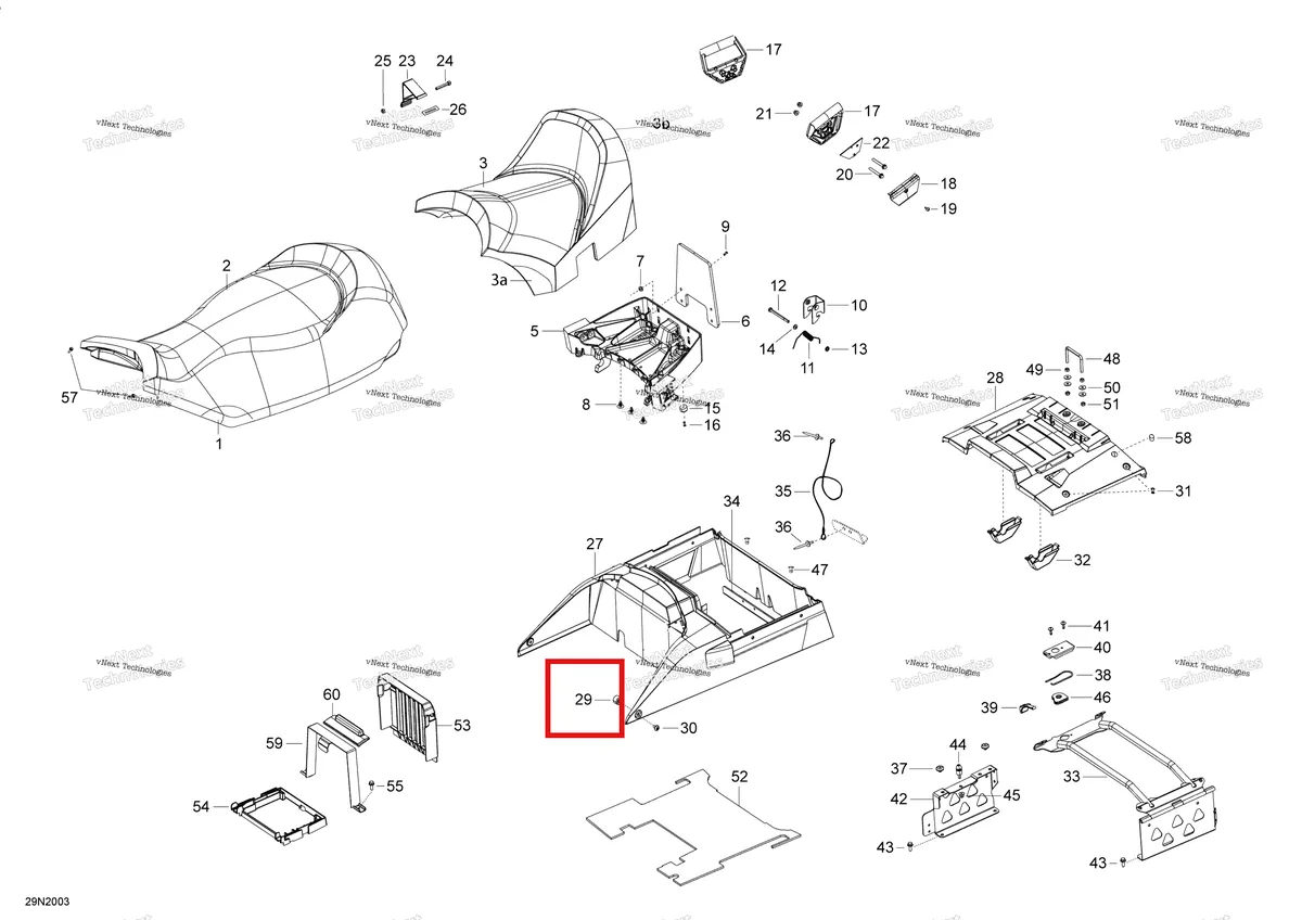 Деталь 510005147 (Резиновая Втулка) на схеме узла 2020 Ski-Doo SKANDIC WT 550F Seat - Main Section