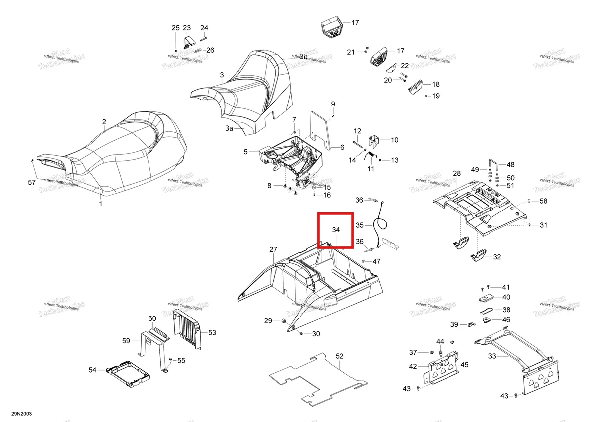 Деталь 510005156 (Деталь Cable Supportplate) на схеме узла 2020 Ski-Doo SKANDIC WT 550F Seat - Main Section