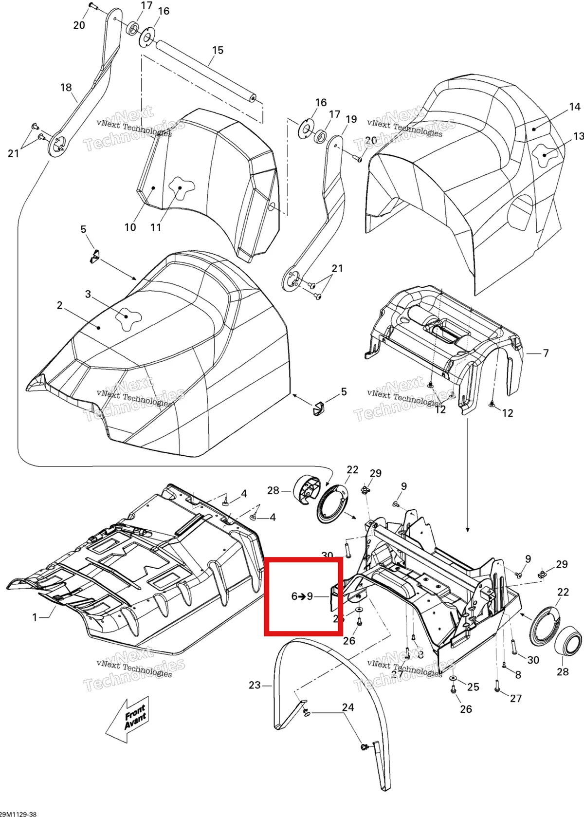 Деталь 510005182 (Деталь Seat Base Ass'y. Includes 5 To 8) на схеме узла 2011 Ski-Doo Expedition Sport 600ACE Seat