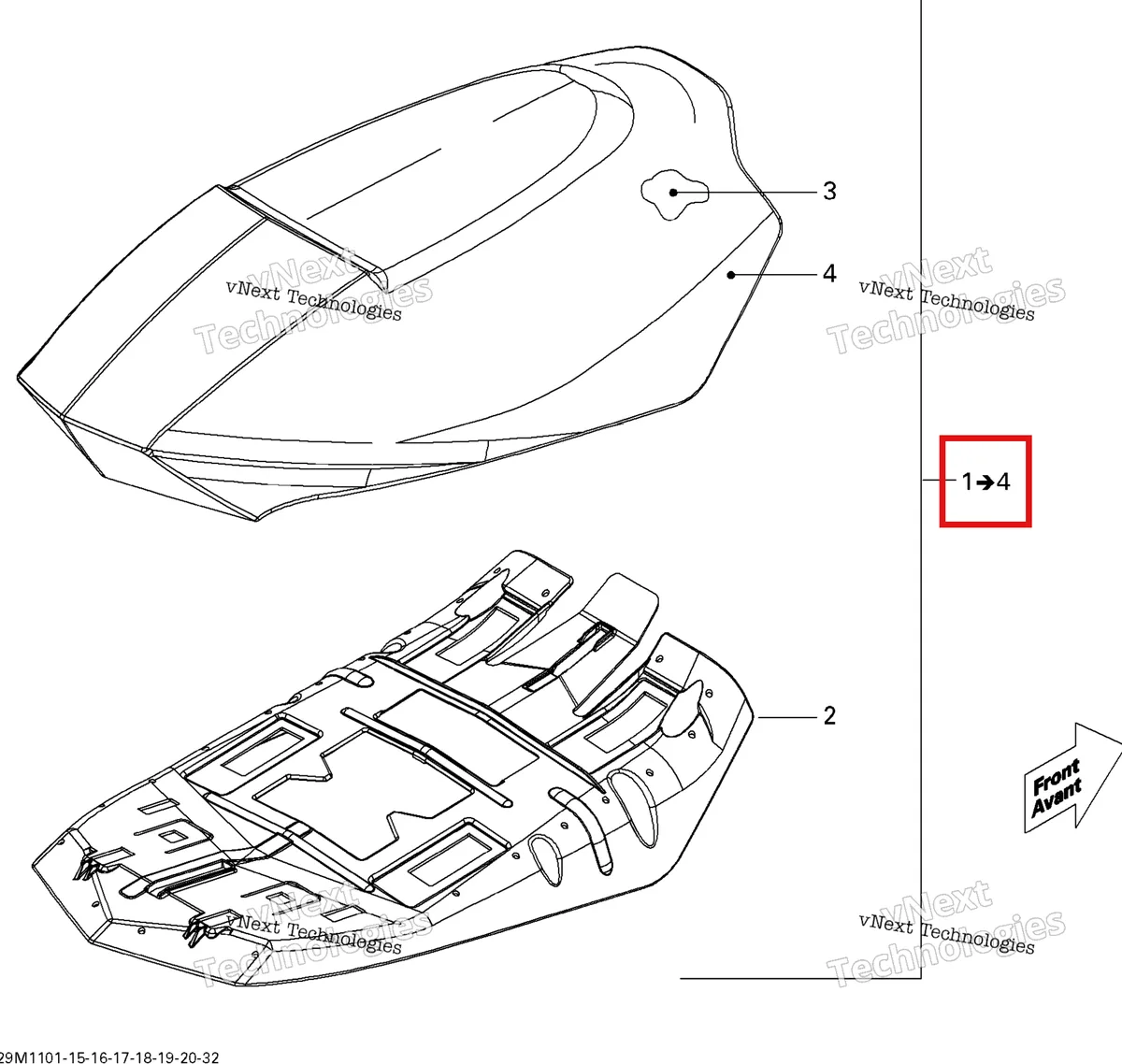 Деталь 510005231 на схеме узла 2011 Ski-Doo Tundra Xtreme 600HO ETEC XP-LTS Seat