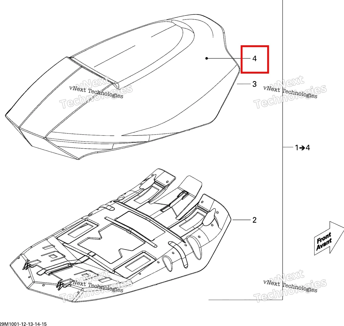 Деталь 510005238 на схеме узла 2010 Ski-Doo Summit X 600HO ETEC Seat