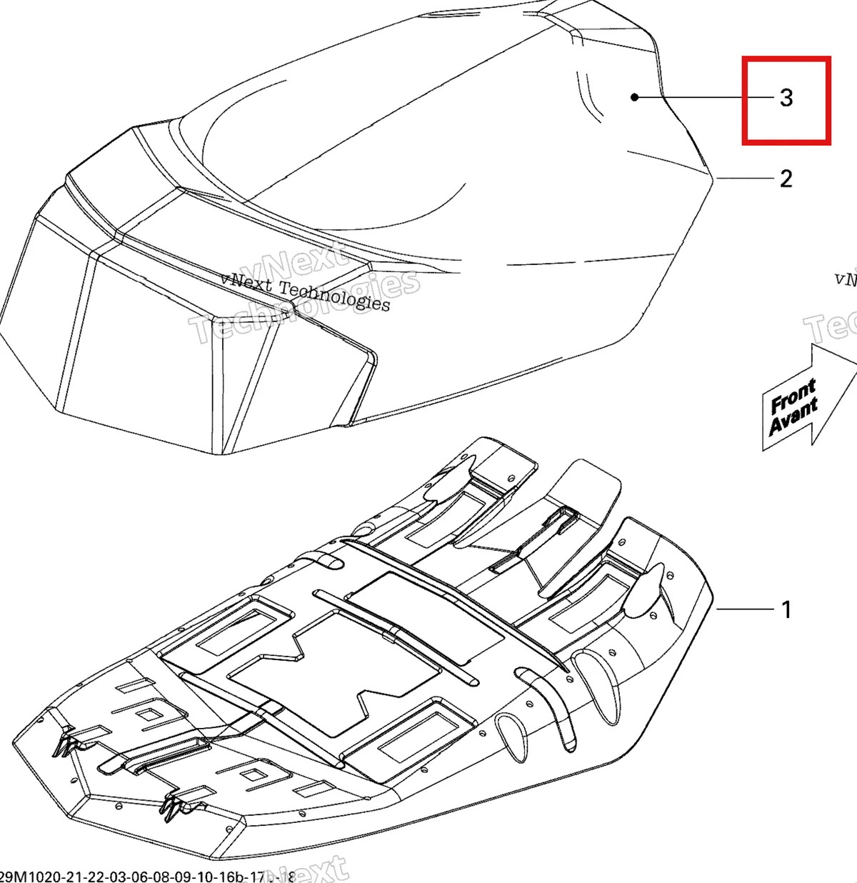 Деталь 510005243 на схеме узла 2010 Ski-Doo GSX LE 1200 Seat 1200 Le