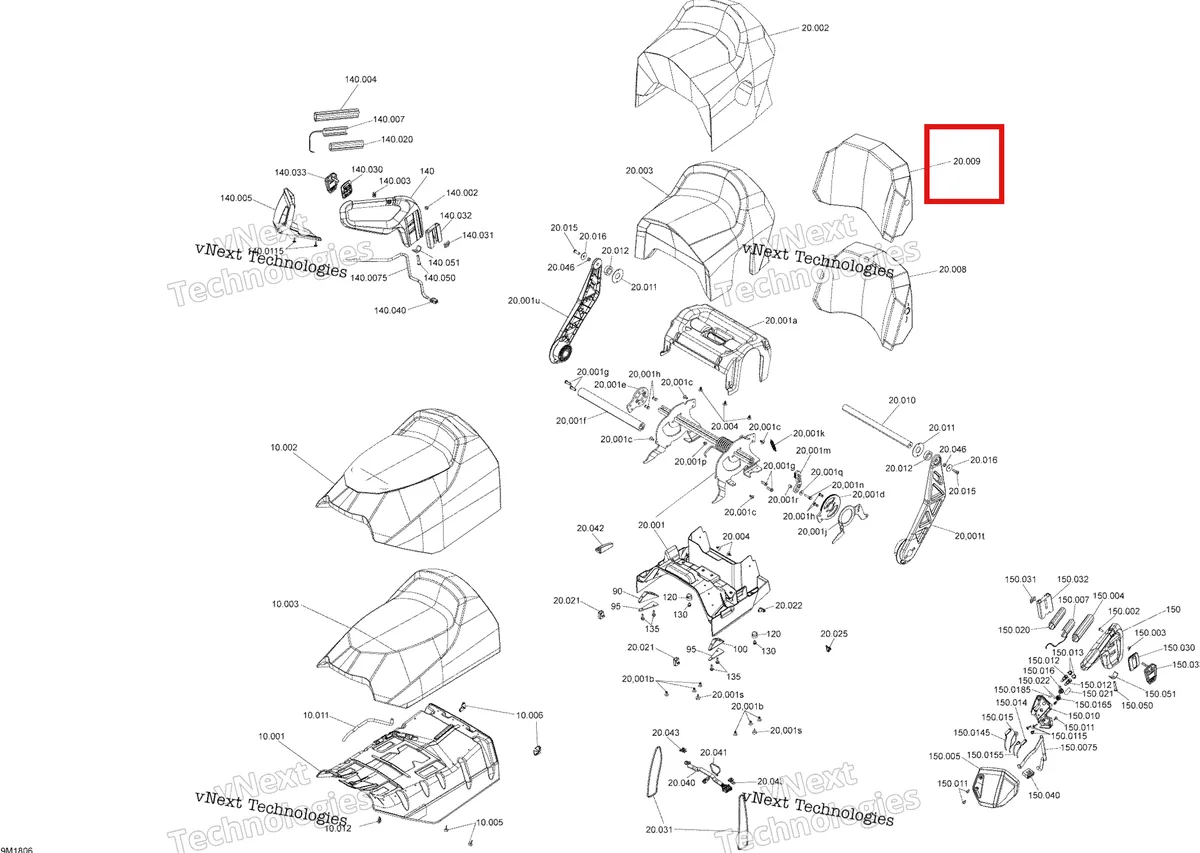 Деталь 510005353 на схеме узла 2018 Ski-Doo GRAND TOURING 600HO E-TEC Seat Grand Touring Le