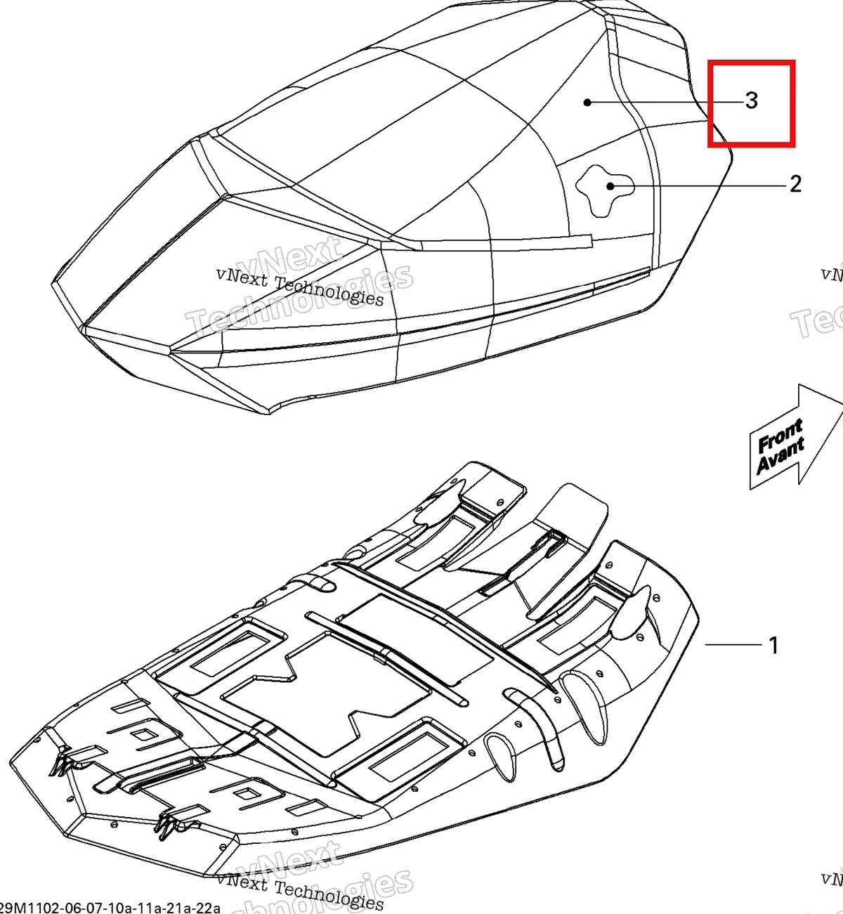Деталь 510005374 на схеме узла 2011 Ski-Doo MX Z X 600HO ETEC Seat