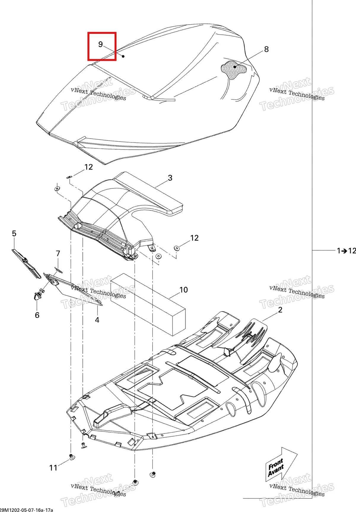 Деталь 510005492 на схеме узла 2012 Ski-Doo Renegade Back Country X 600HOETEC Seat