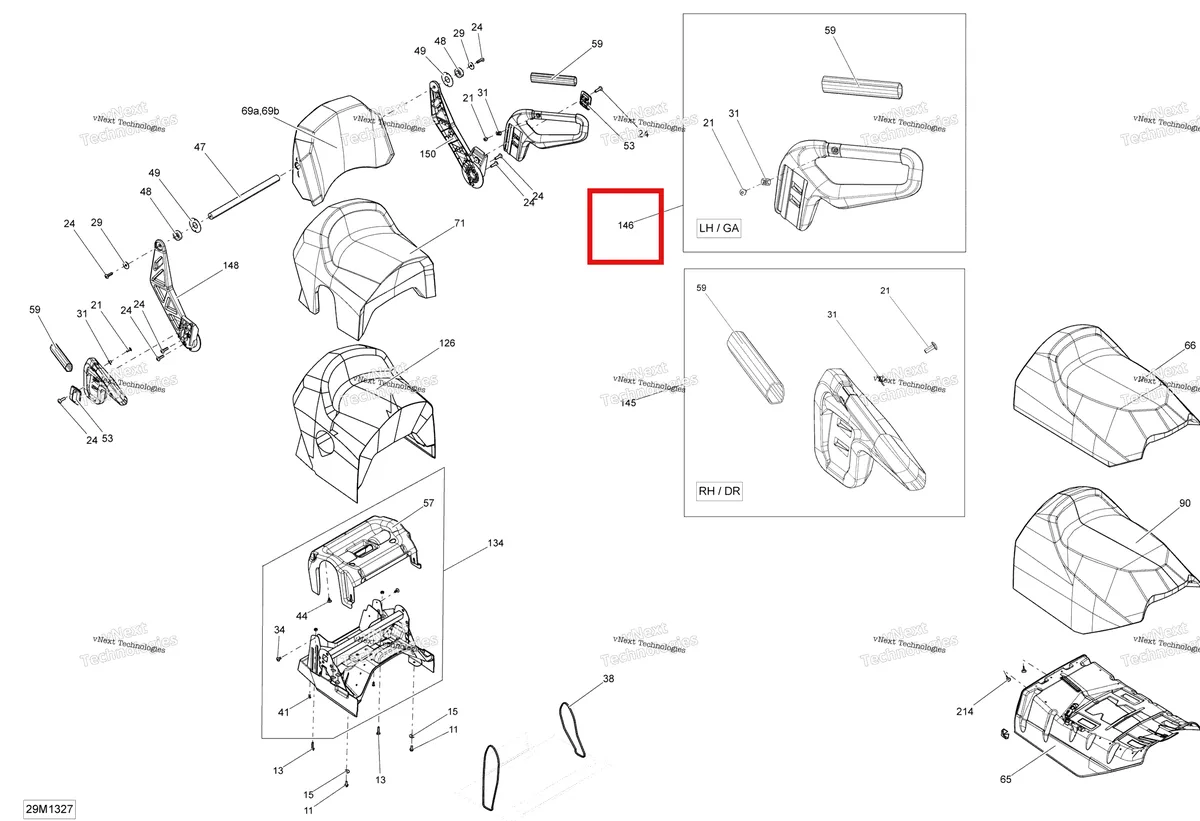 Деталь 510005546 на схеме узла 2013 Ski-Doo GRAND TOURING SPORT 550F XP Seat