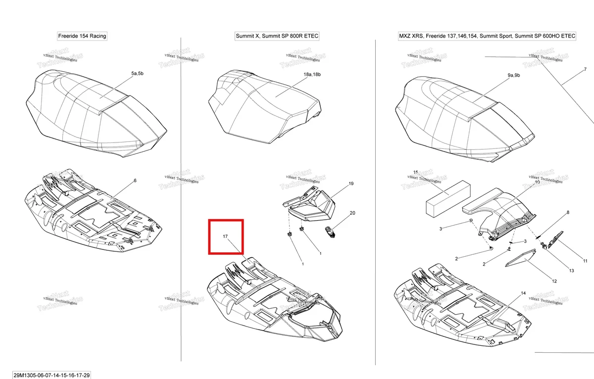 Деталь 510005640 на схеме узла 2013 Ski-Doo SUMMIT SP 800RE XM Seat