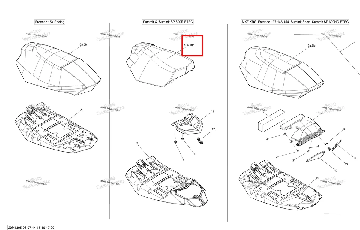 Деталь 510005644 на схеме узла 2013 Ski-Doo SUMMIT SP 800RE XM Seat