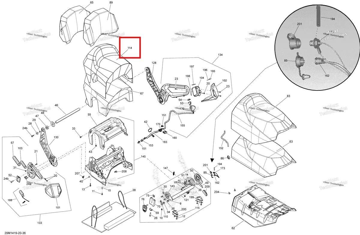 Деталь 510005689 на схеме узла 2014 Ski-Doo GRAND TOURING LE 12004TEC XR Seat