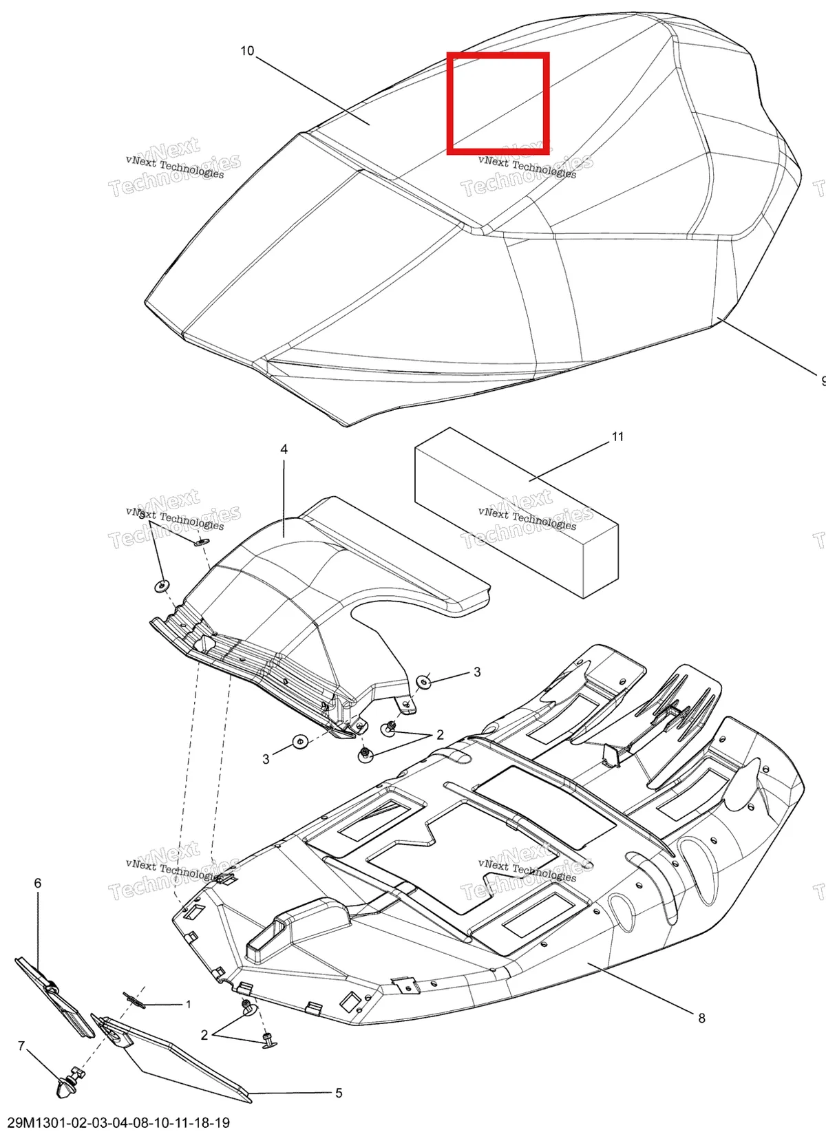 Деталь 510005691 на схеме узла 2013 Ski-Doo MXZ X 600HOE Seat