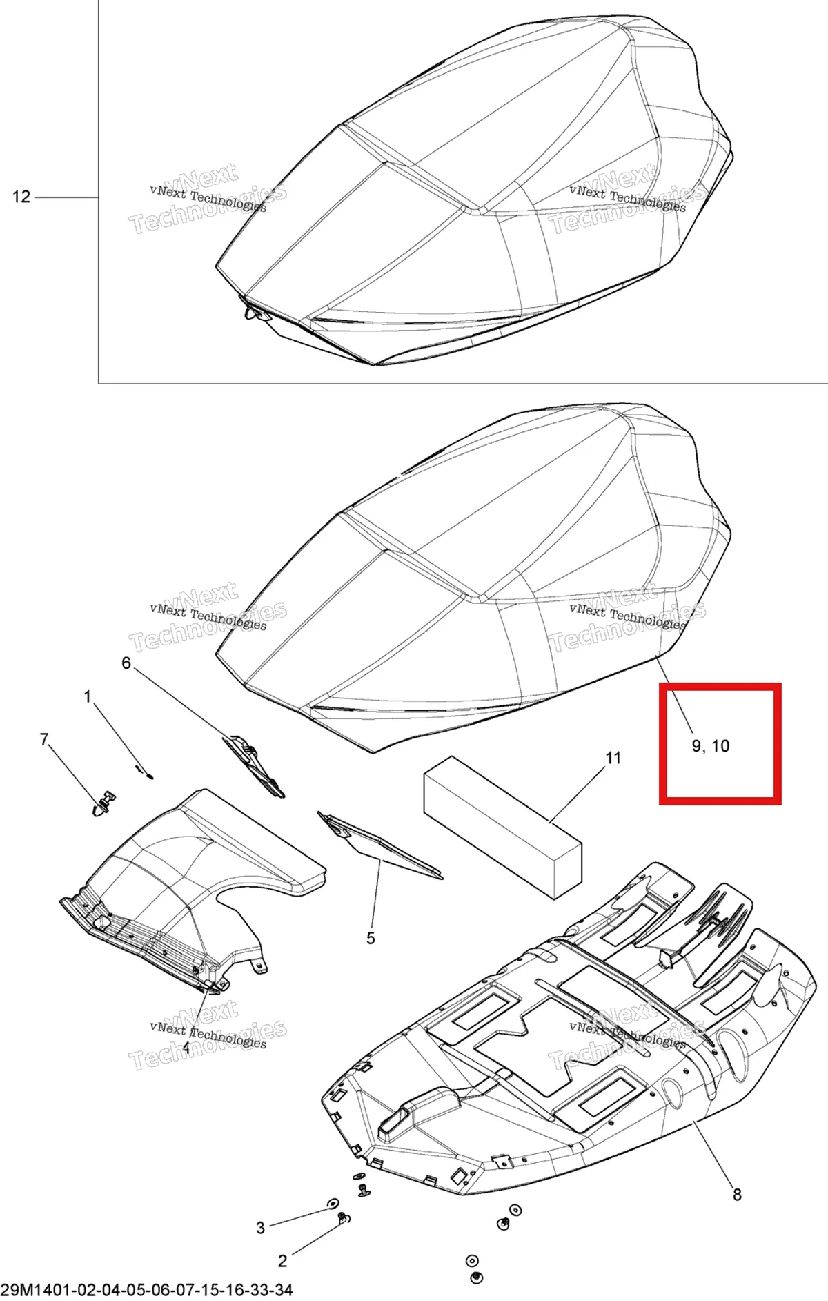 Деталь 510005748 на схеме узла 2014 Ski-Doo RENEGADE BACKCOUNTRY X 600HOE XS Seat