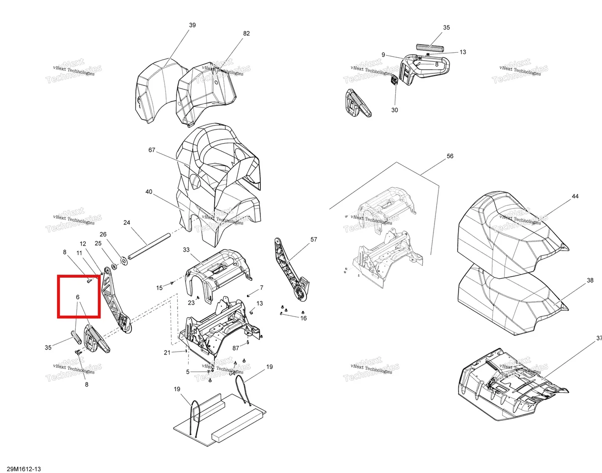 Деталь 510005850 (Деталь Lh Handle Ass'y. Includes 33 To 36) на схеме узла 2016 Ski-Doo EXPEDITION - SPORT 2-STROKE Seat