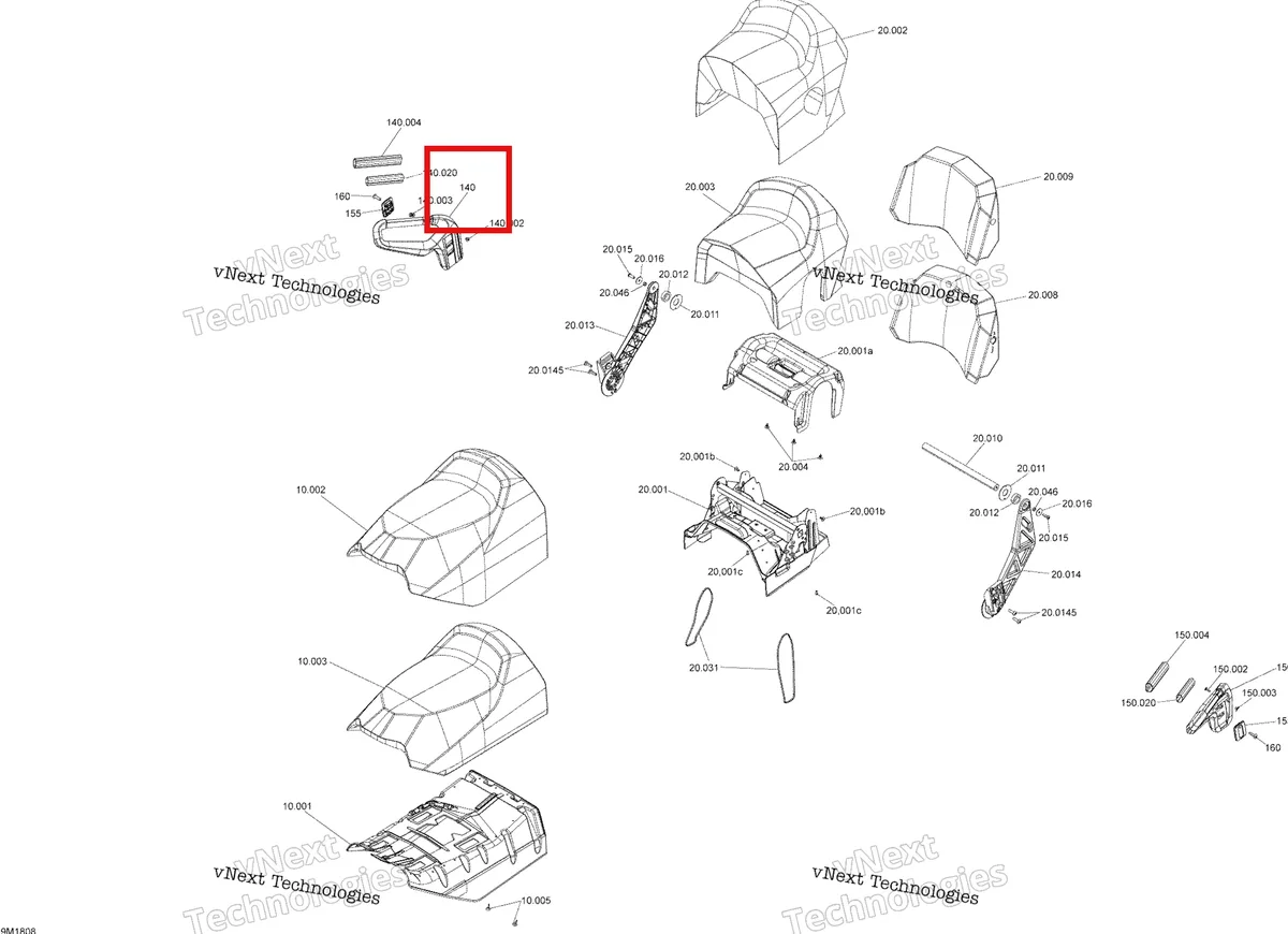 Деталь 510005851 (Деталь Rh Handle Ass'y. Includes 33 To 36) на схеме узла 2018 Ski-Doo EXPEDITION SPORT 900 ACE Seat Expedition Sport