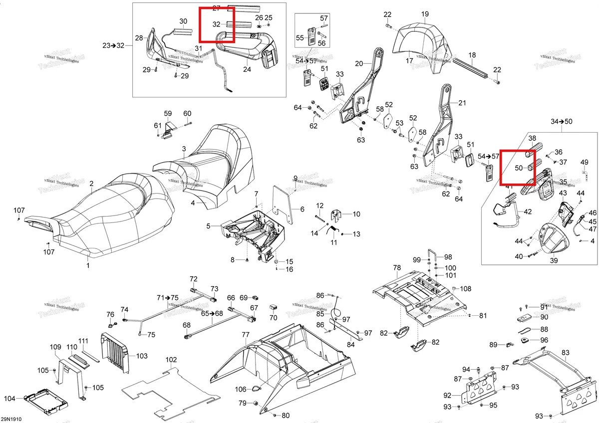 Деталь 510005863 на схеме узла 2019 Ski-Doo EXPEDITION LE-SE 600HO E-TEC Seat - 600Ho E-Tec