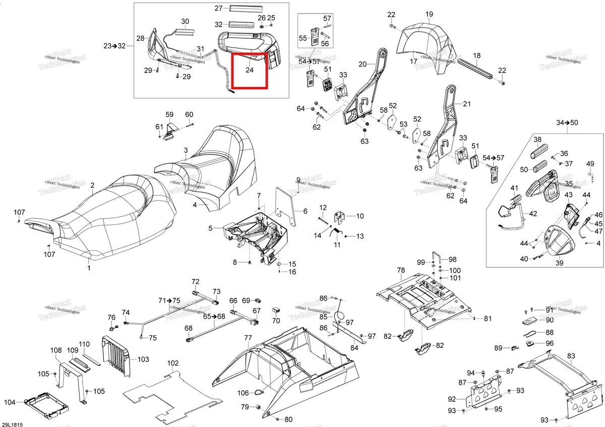 Деталь 510005865 (Деталь Rh Handle) на схеме узла 2018 Ski-Doo EXPEDITION LE/SE 900 ACE Seat