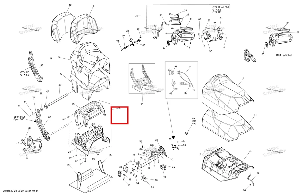 Деталь 510005969 на схеме узла 2015 Ski-Doo GRAND TOURING SE 1200 XR137 Seat Se