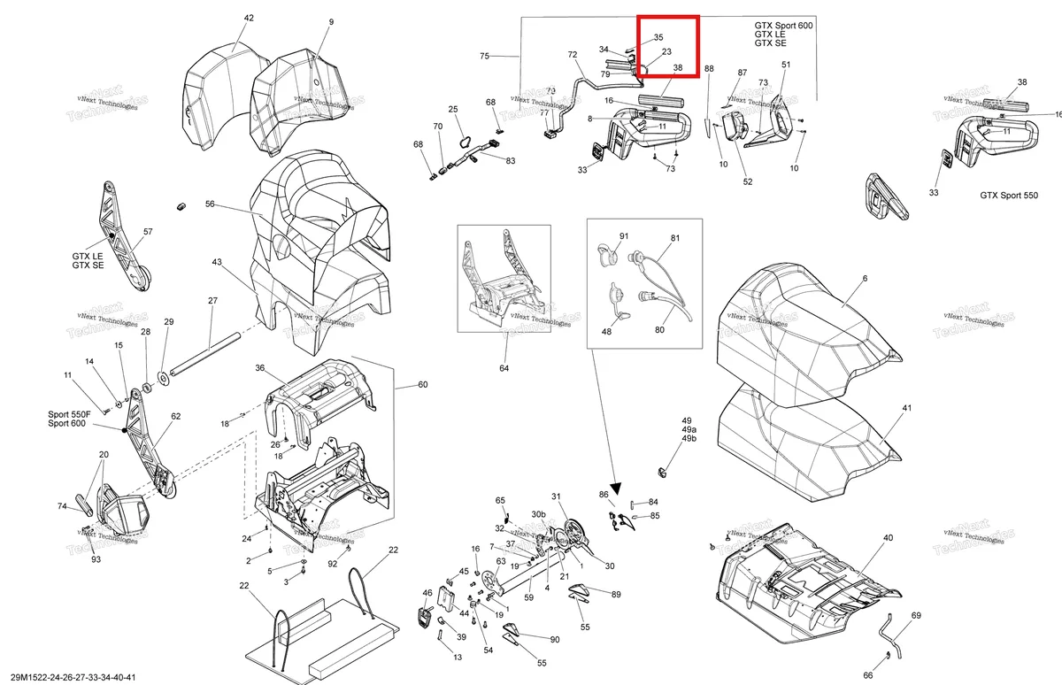 Деталь 510005970 на схеме узла 2015 Ski-Doo GRAND TOURING SE 1200 XR137 Seat Se