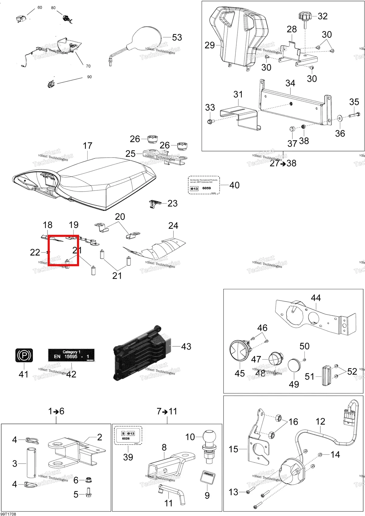 Деталь 510005986 на схеме узла 2018 Can-Am OUTLANDER 6X6 - 650 EFI T3 Parts