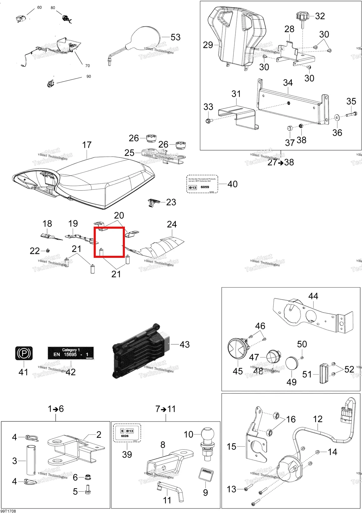 Деталь 510005988 на схеме узла 2018 Can-Am OUTLANDER 6X6 - 650 EFI T3 Parts