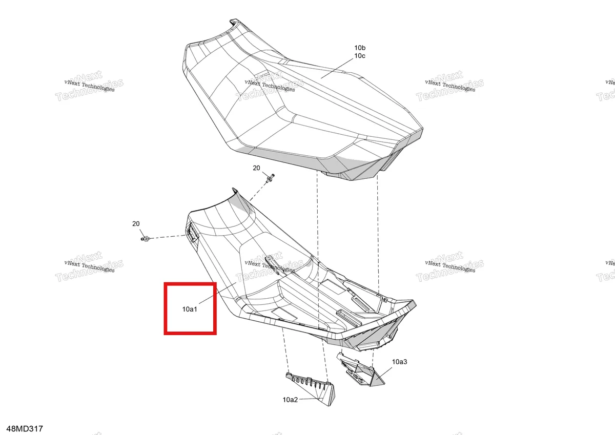 Деталь 510005990 на схеме узла 2024 Ski-Doo BACKCOUNTRY 850 E-TEC - X - UKRJ - Northern Lichen - 146X16X2.0P Track Body - Seat