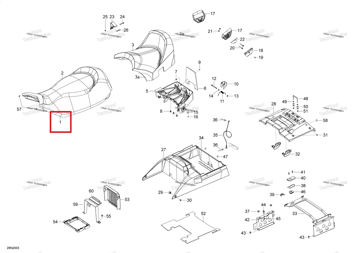 Деталь 510005999 (Деталь Front Seat Foam) на схеме узла 2020 Ski-Doo SKANDIC WT 550F Seat - Main Section