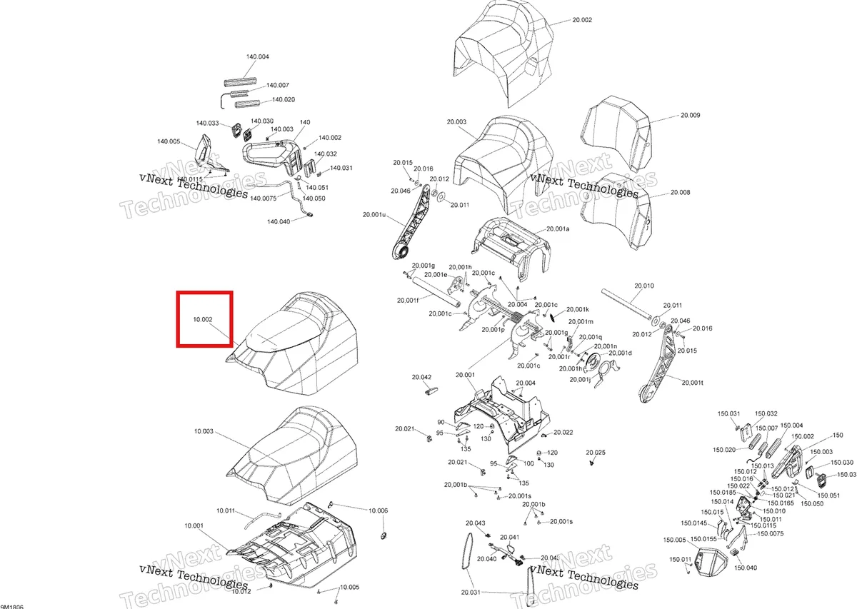 Деталь 510006109 на схеме узла 2018 Ski-Doo GRAND TOURING 900 AC Seat Grand Touring Se