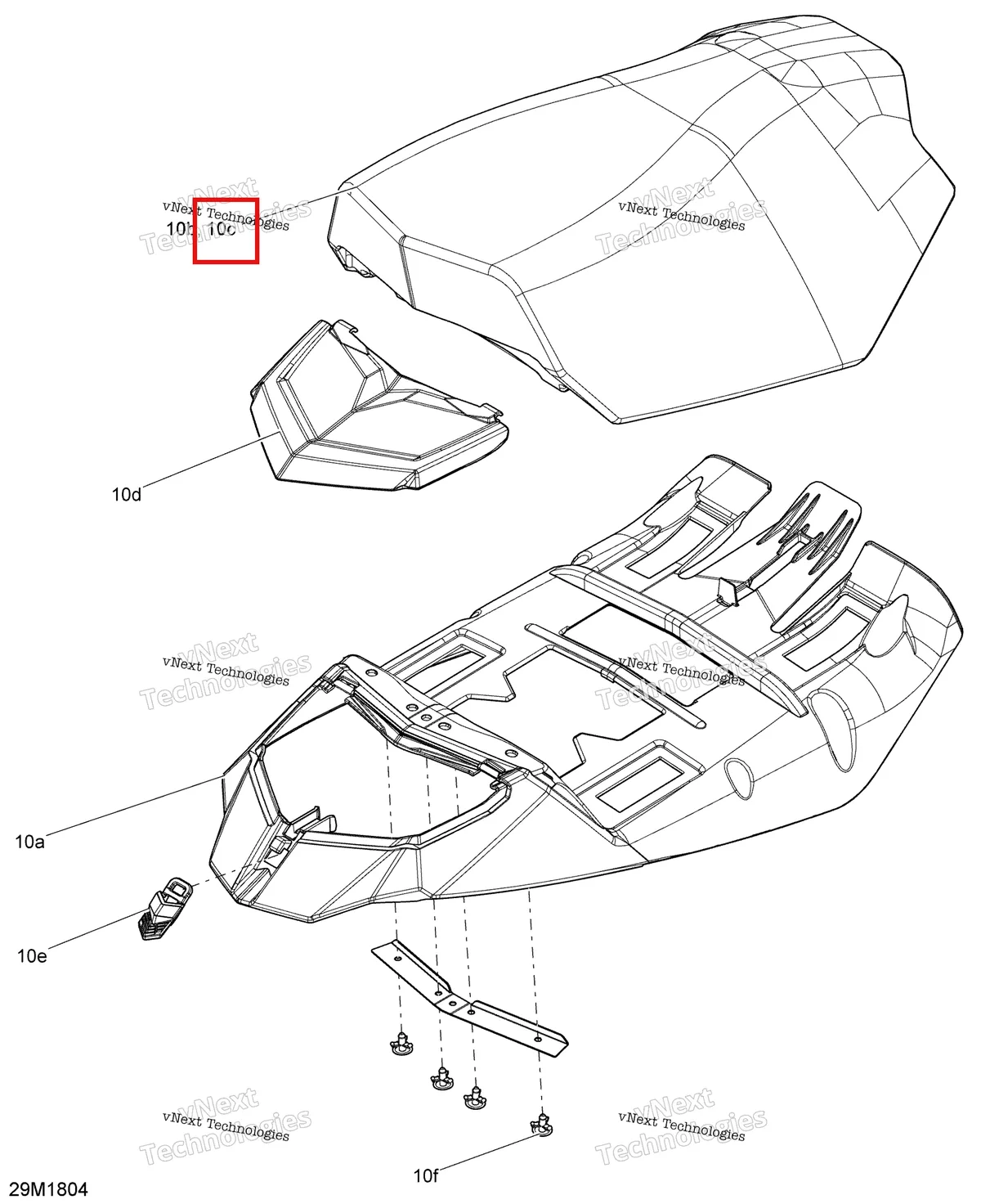 Деталь 510006282 на схеме узла 2018 Ski-Doo SUMMIT 600HO E-TEC Seat Summit 600 Ho E-Tec