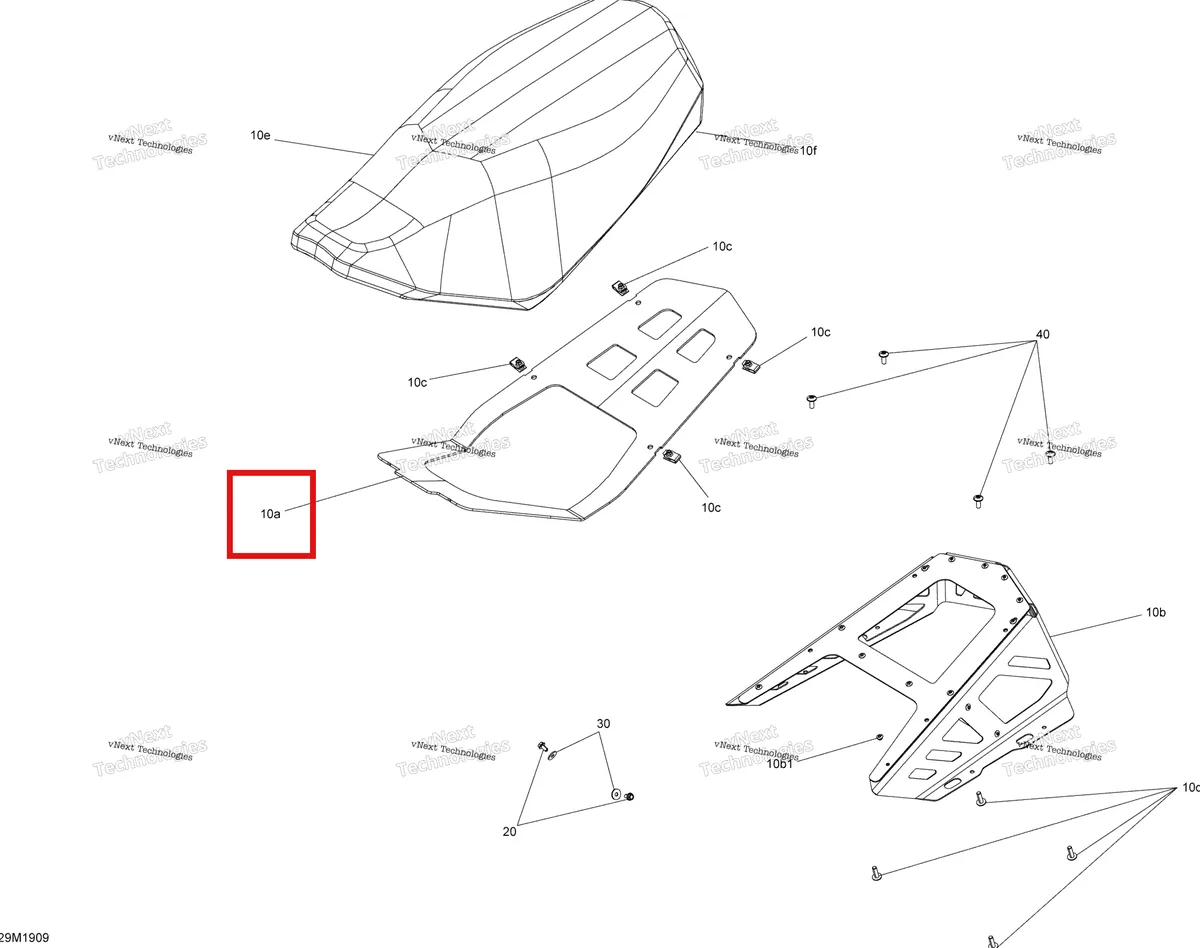 Деталь 510006295 на схеме узла 2019 Ski-Doo MXZ 600 RACING Seat - 600 Racing