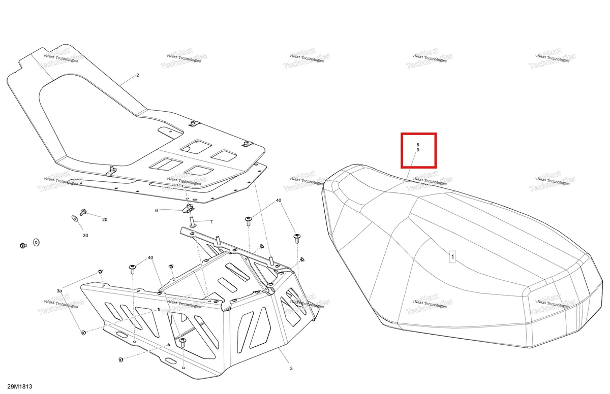 Деталь 510006300 на схеме узла 2018 Ski-Doo MXZ 600RS - Racing Seat Mxz Rs