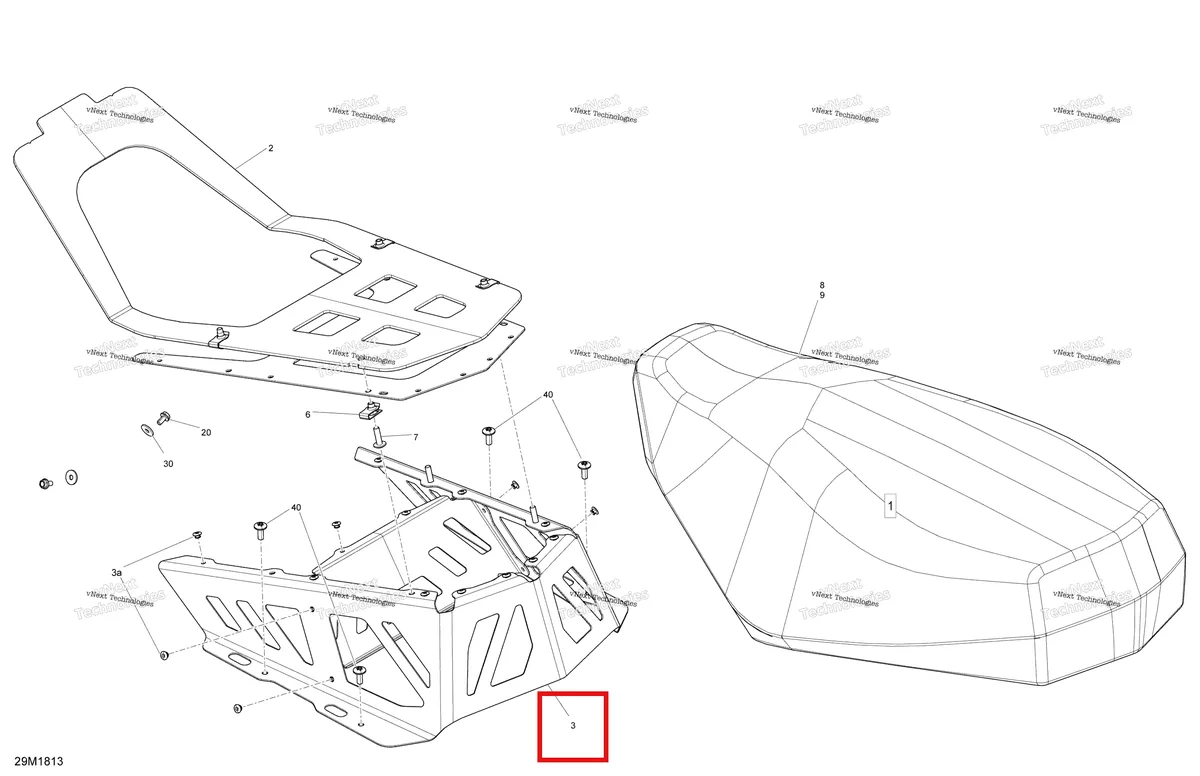 Деталь 510006423 на схеме узла 2018 Ski-Doo MXZ 600RS - Racing Seat Mxz Rs
