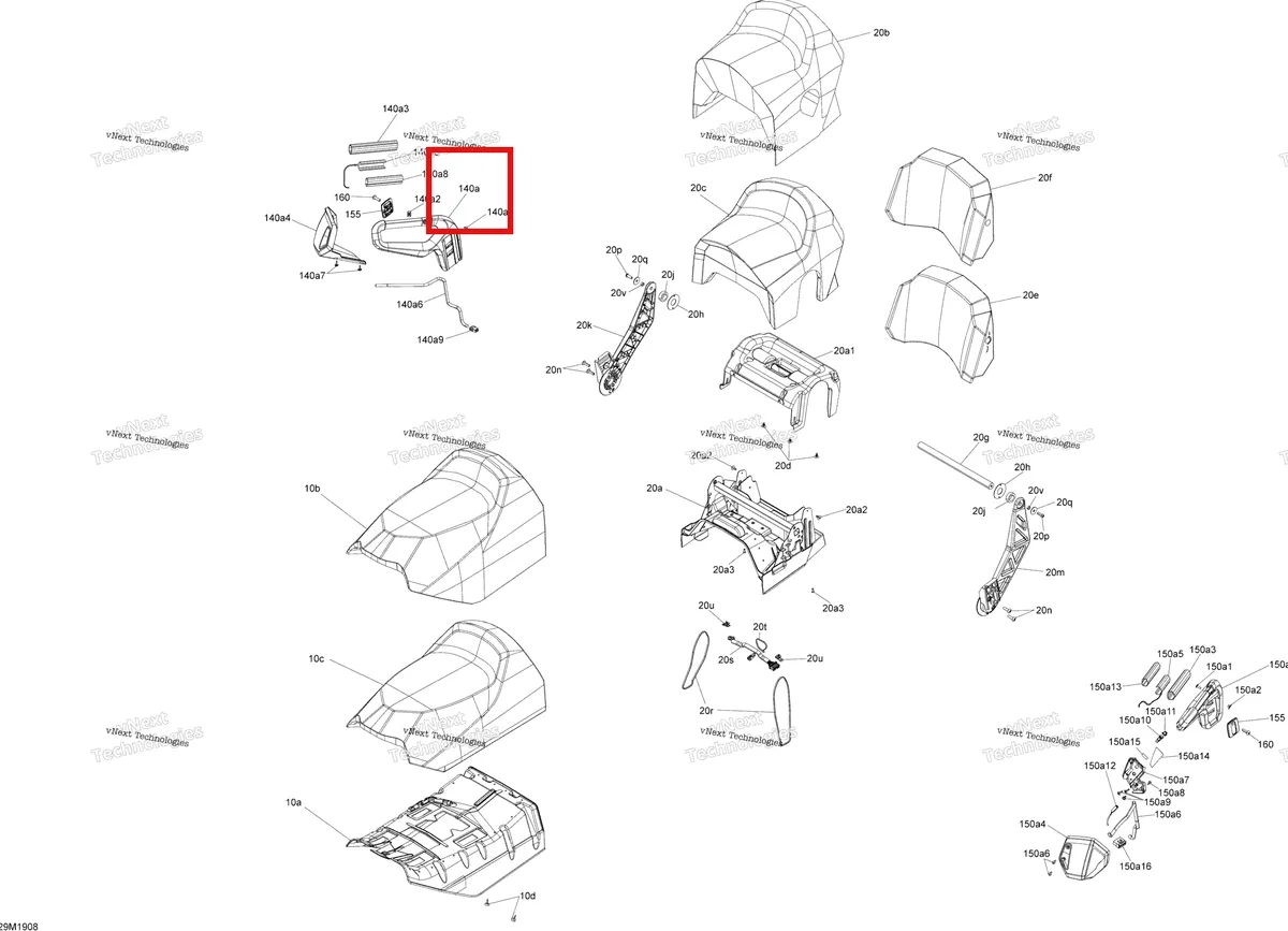 Деталь 510006708 на схеме узла 2019 Ski-Doo GRAND TOURING 600 ACE Seat
