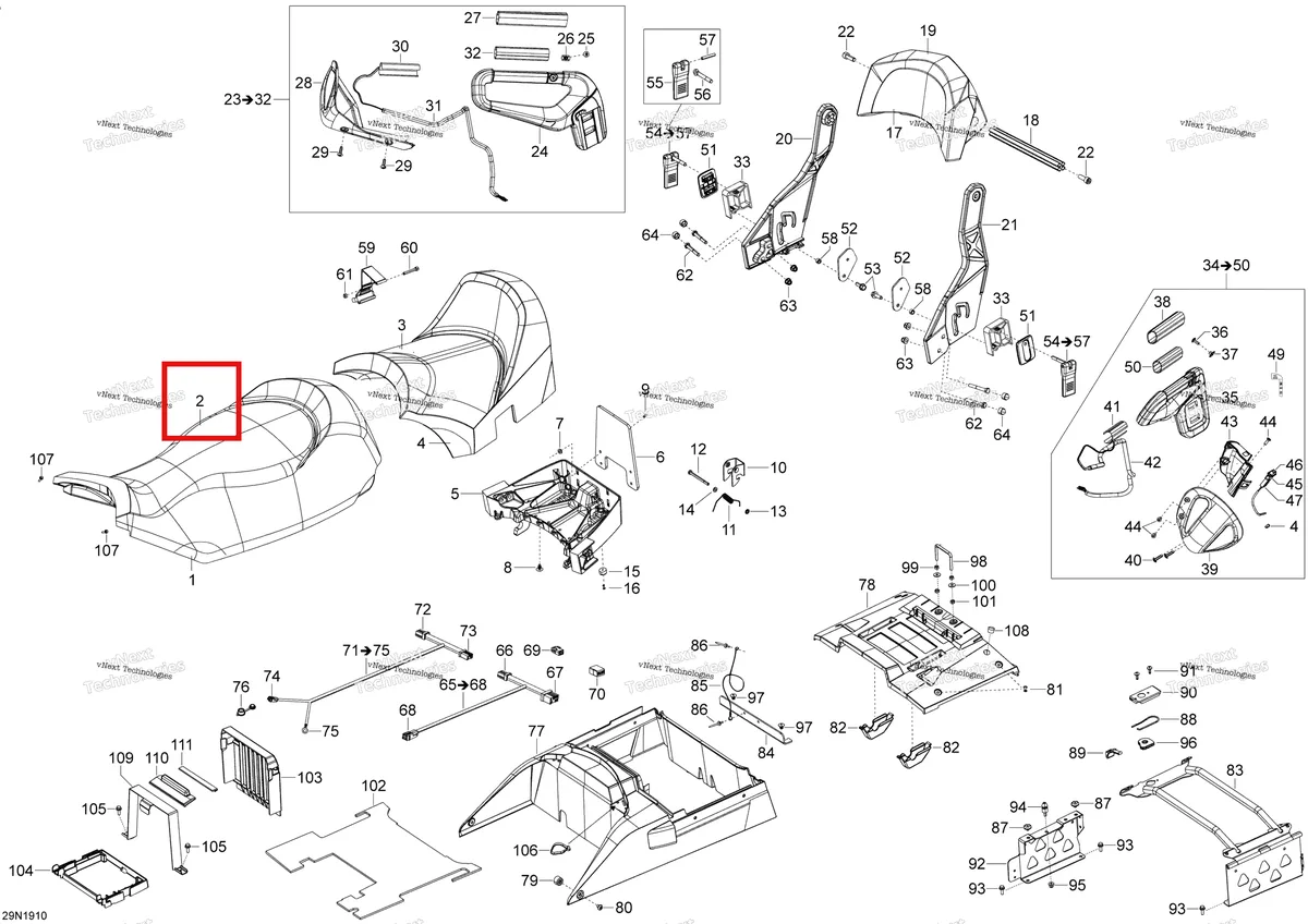 Деталь 510006779 на схеме узла 2019 Ski-Doo EXPEDITION LE-SE 600HO E-TEC Seat - 600Ho E-Tec