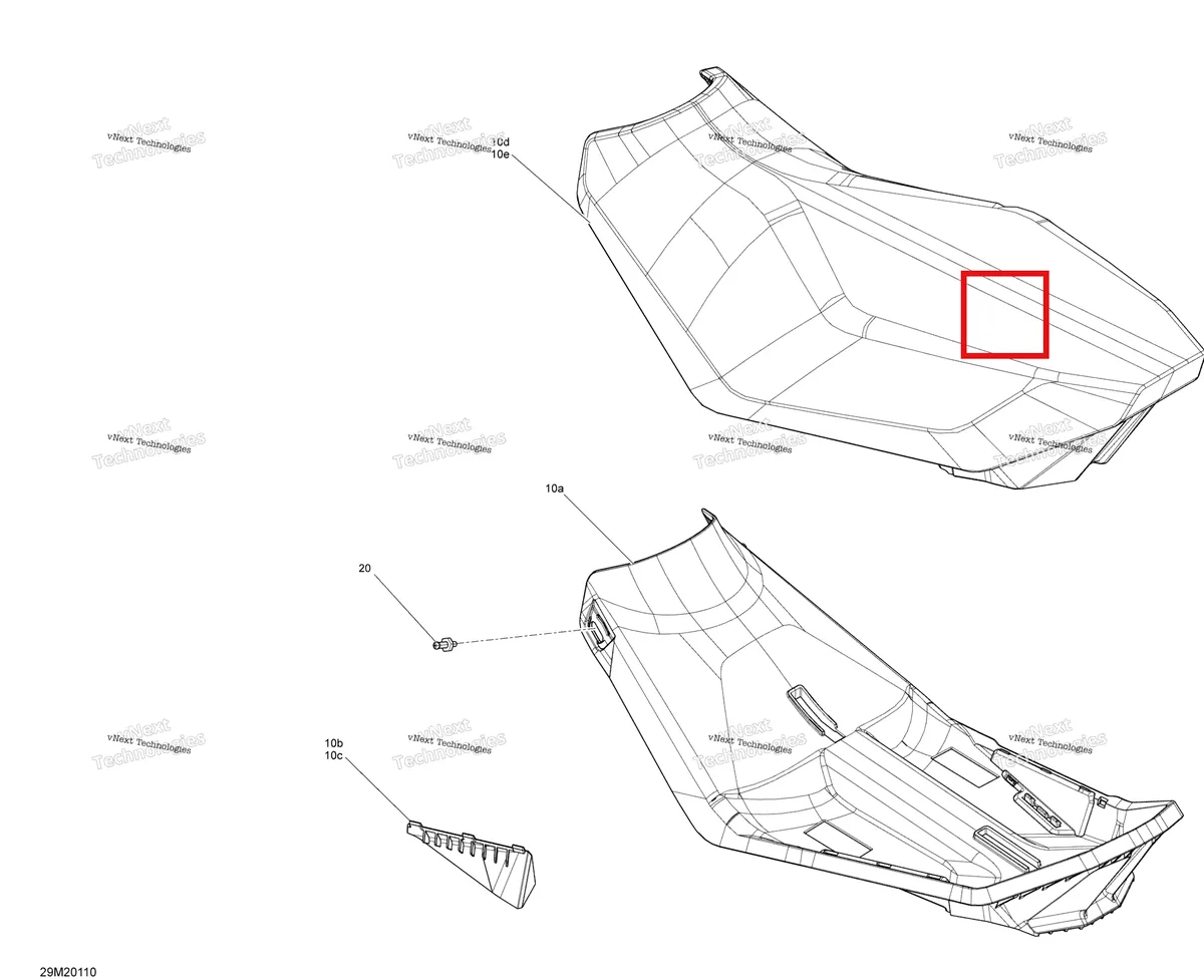 Деталь 510006858 на схеме узла 2020 Ski-Doo BACKCOUNTRY 850 E-TEC - X Seat - Main Section - X - Sunburst Yellow - Deep Black