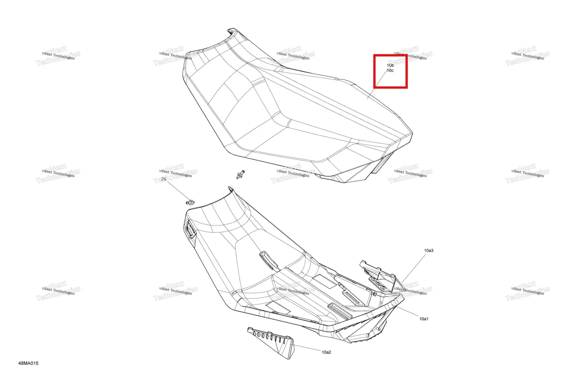Деталь 510007044 на схеме узла 2021 Ski-Doo RENEGADE 850 E-TEC - XRS Body - Seat