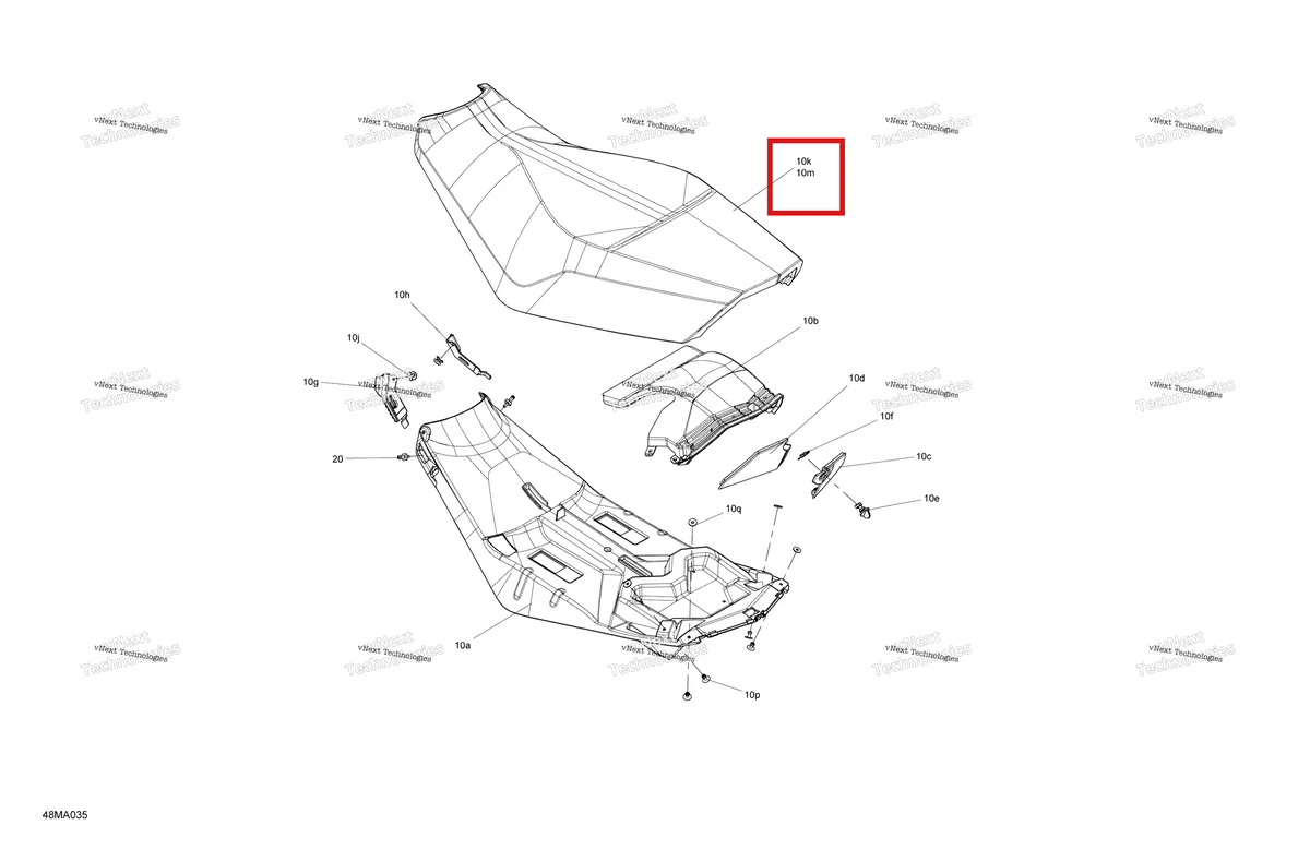 Деталь 510007076 на схеме узла 2021 Ski-Doo RENEGADE 900 ACE Turbo - Enduro Body - Seat - Enduro